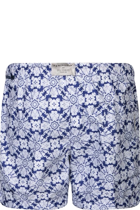 Swimwear for Men Peninsula Swimwear Floral Pattern Swim Shorts White/blue By Peninsula