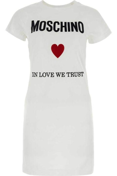 ウィメンズ Moschinoのワンピース＆ドレス Moschino White Cotton T-shirt Dress