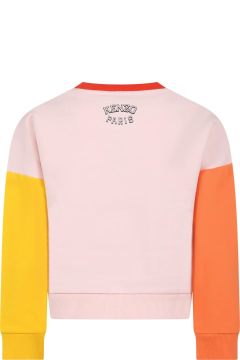 ガールズ ニットウェア＆スウェットシャツ Kenzo Kids Multicolored Sweatshirt For Girl With Iconic Tiger And Logo