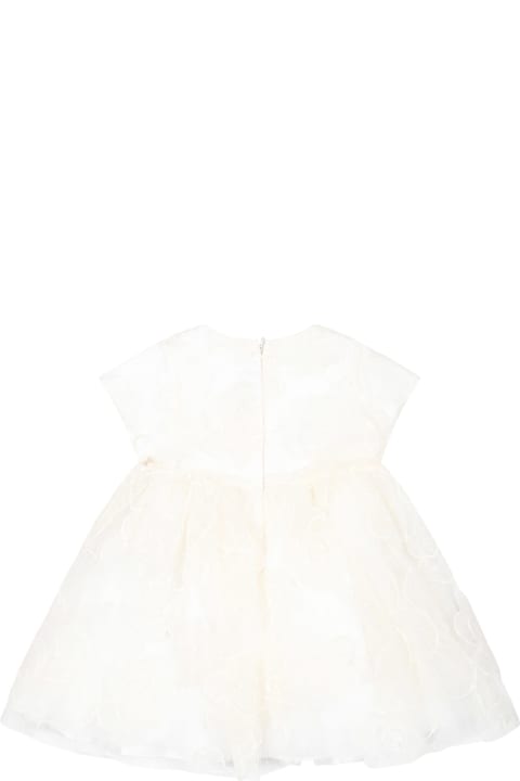 Simonetta for Kids Simonetta Ivory Dress For Baby Girl With Flowers