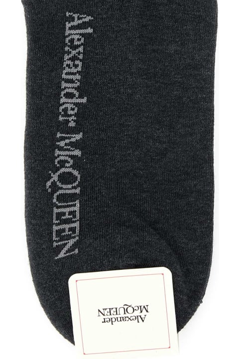 メンズ アンダーウェア Alexander McQueen Graphite Stretch Cotton Blend Socks