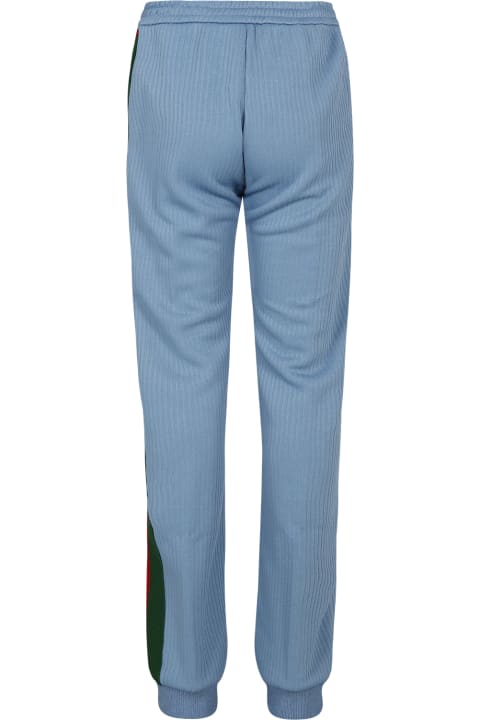 Gucci Bottoms for Boys Gucci Light Blue Trousers For Kids With Web Detail