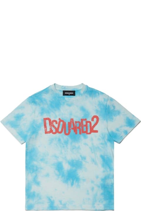 Dsquared2 for Kids Dsquared2 Logo-printed Tie-dyed Crewneck T-shirt