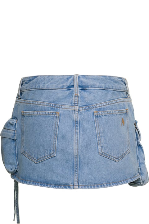 'fay' Light-blue Low Waisted Multi-pockets Skirt In Denim Woman The Attico