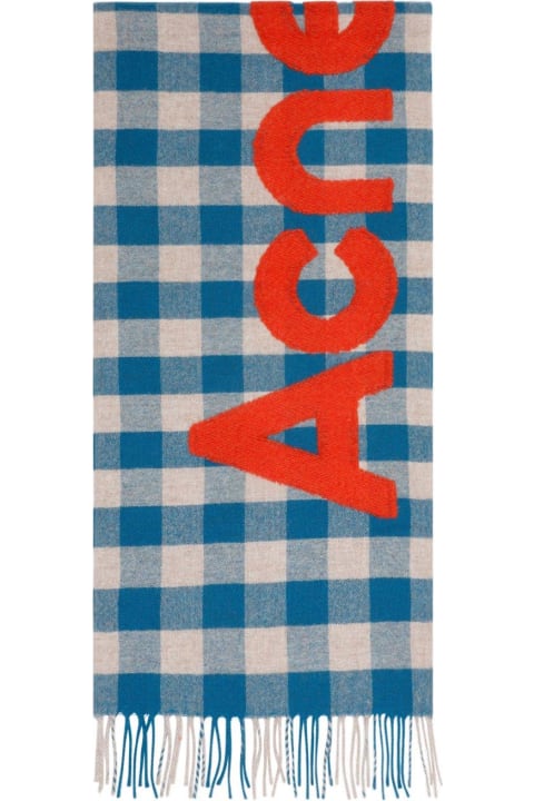 ウィメンズ スカーフ Acne Studios Checkered Logo Detailed Scarf