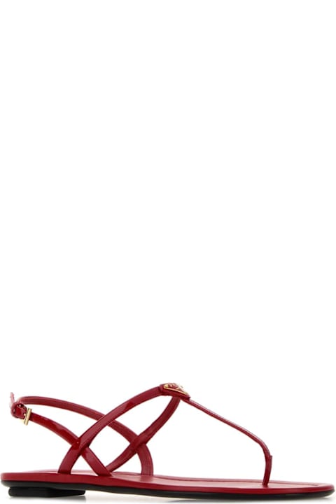 Prada Red Leather Thong Sandals