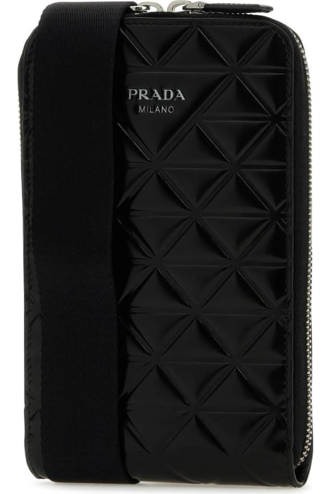 Prada Sale for Men Prada Black Leather Phone Case
