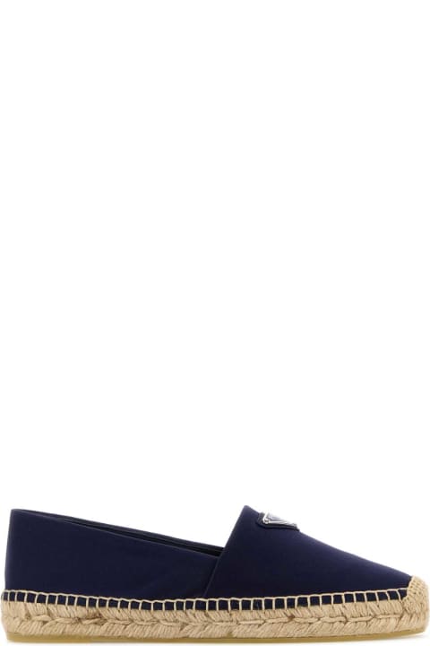 Wedges for Women Prada Dark Blue Satin Espadrilles