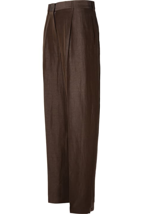 MSGM for Women MSGM Brown Linen Blend Trousers