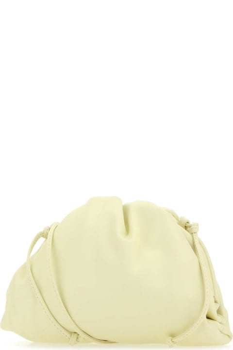 Bottega Veneta Sale for Women Bottega Veneta Pastel Yellow Nappa Leather Mini Pouch Clutch