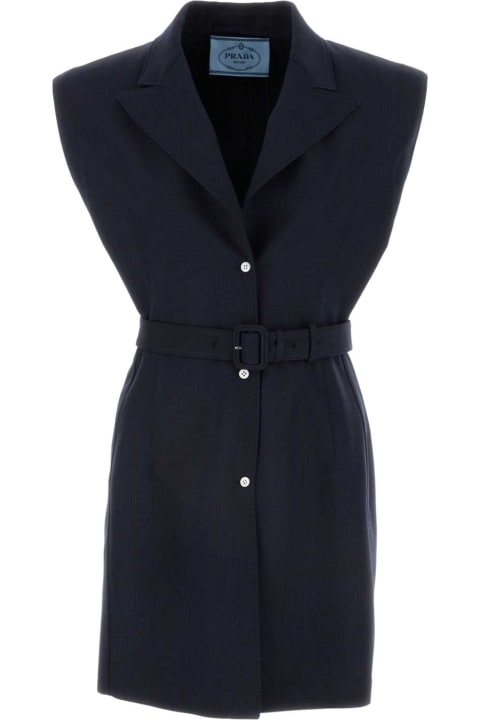 Coats & Jackets for Women Prada Navy Blue Wool Vest