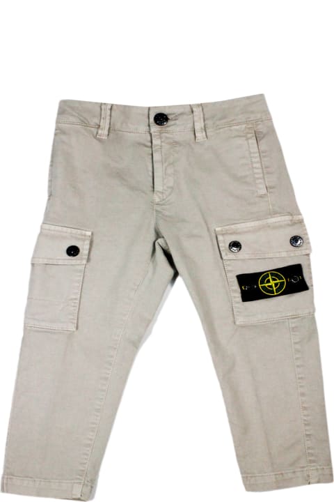 Bottoms for Boys Stone Island Cargo Trousers With Leg Pockets In Stretch Cotton With Badge On The Left Pocket