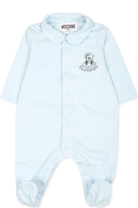 Moschino Bodysuits & Sets for Baby Boys Moschino Light Blue Babygrow For Baby Boy With Teddy Bear