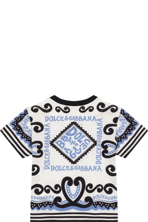 Topwear for Baby Boys Dolce & Gabbana Navy Print Jersey T-shirt