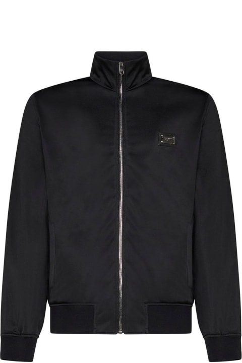 Coats & Jackets for Men Dolce & Gabbana Logo Plaque Zipped Track Jacket