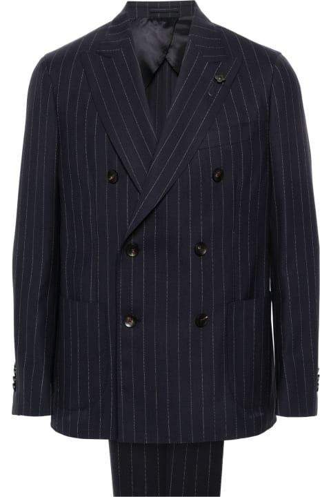 Suits for Men Lardini Pinstriped Double-breasted Wool Suit
