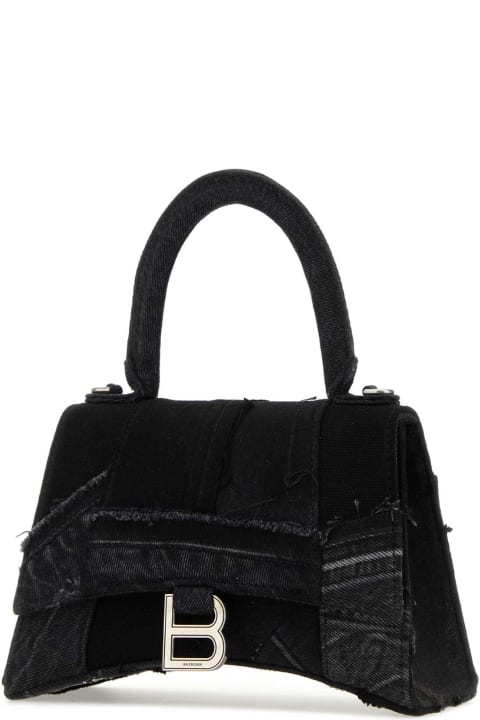 Balenciaga for Women Balenciaga Black Denim Small Hourglass Handbag
