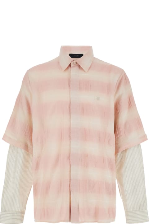 AMIRI for Men AMIRI Pink And White Shirt With Double-layer Sleeves In Cotton Blend Man