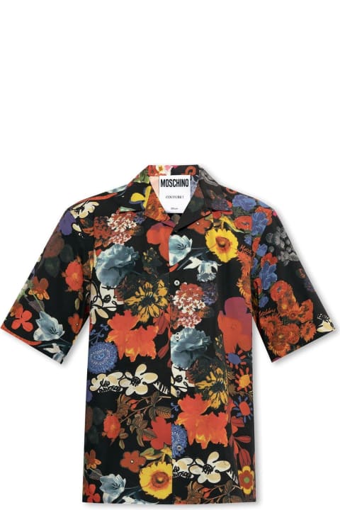 Shirts for Men Moschino Floral-printed Short-sleeved Shirt