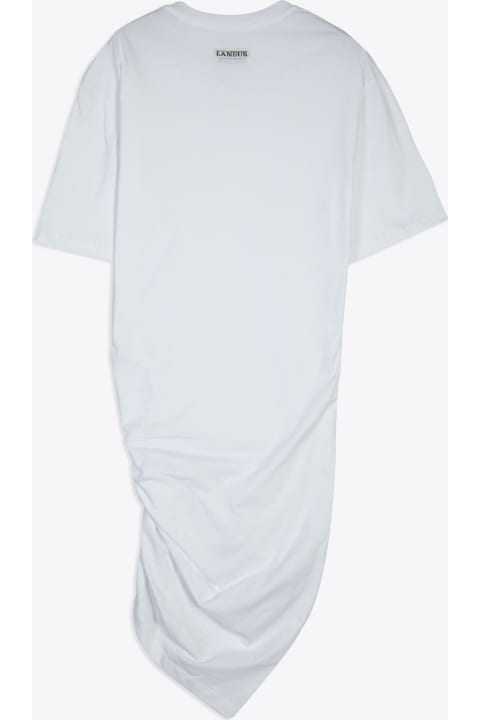 ウィメンズ Laneusのワンピース＆ドレス Laneus Jersey Dress Woman White cotton short dress with asymmetric drapery - Jersey Dress