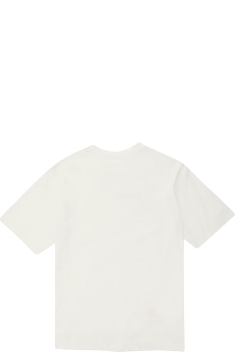 Homeware Marni White Crewneck T-shirt With Logo Lettering Print In Cotton Boy