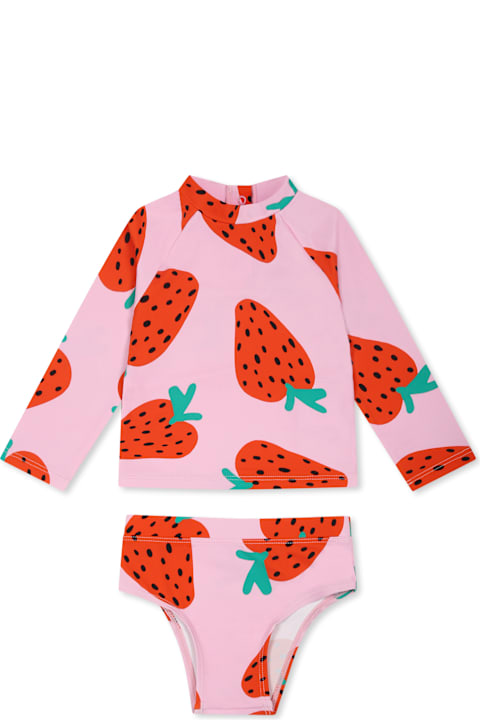 Stella McCartney Kids Swimwear for Baby Girls Stella McCartney Kids Pink Bikini For Baby Girl With Strawberries