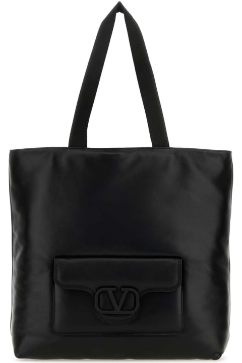 Totes for Men Valentino Garavani Black Nappa Leather Valentino Garavani Noir Shopping Bag