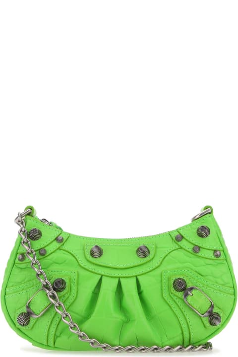 Balenciaga for Women Balenciaga Fluo Green Leather Le Cagole Mini Handbag