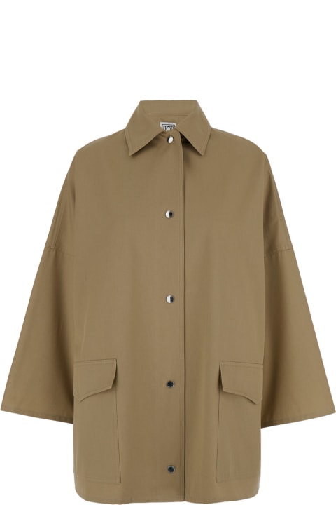 Totême for Women Totême Beige Overshirt Jacket With Snap Buttons In Cotton Twill Woman