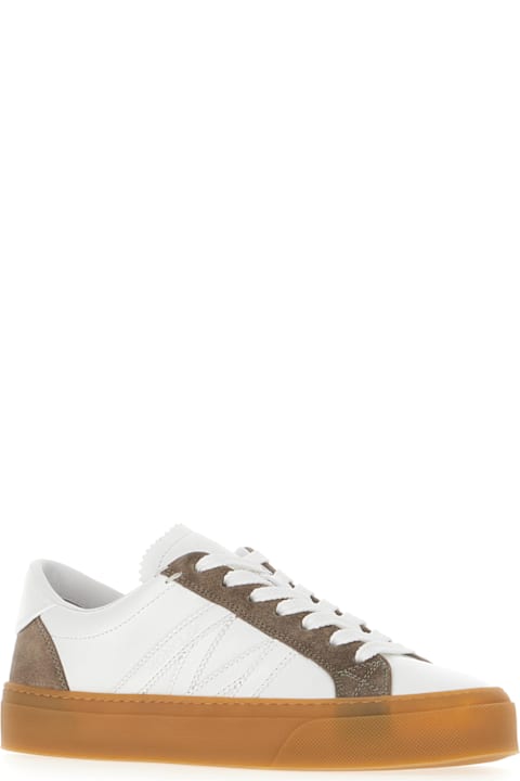Moncler Shoes for Women Moncler Two-tone Leather And Suede Monaco Sneakers