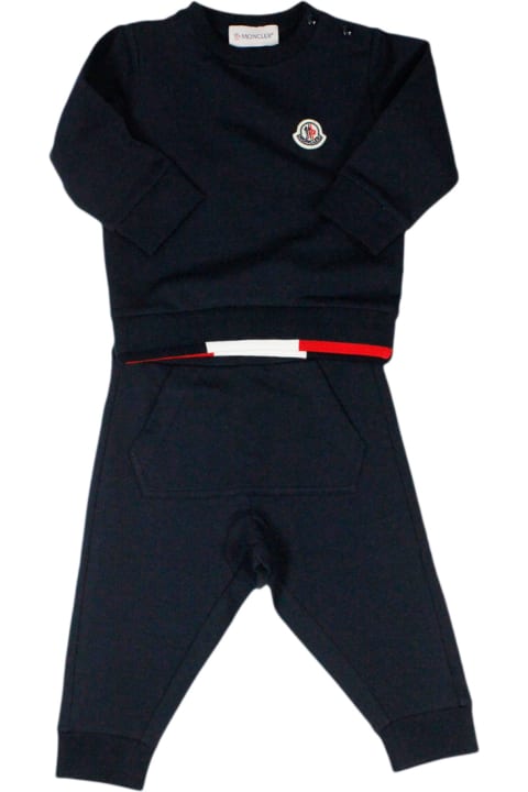 Moncler Sale for Kids Moncler Cotton Jersey Tracksuit Consisting Of Trousers With Elastic Waist And Crewneck Sweatshirt