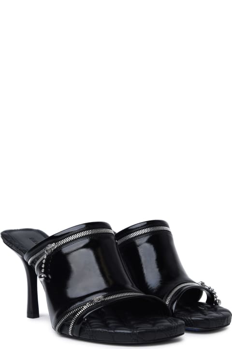 'peep' Black Leather Sandals
