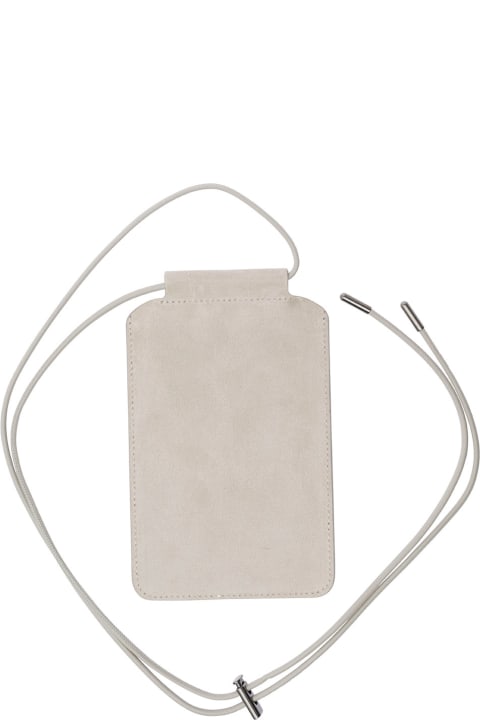 Brunello Cucinelli Accessories for Women Brunello Cucinelli White Phone-holder With Shiny Trim And Logo In Suede Woman