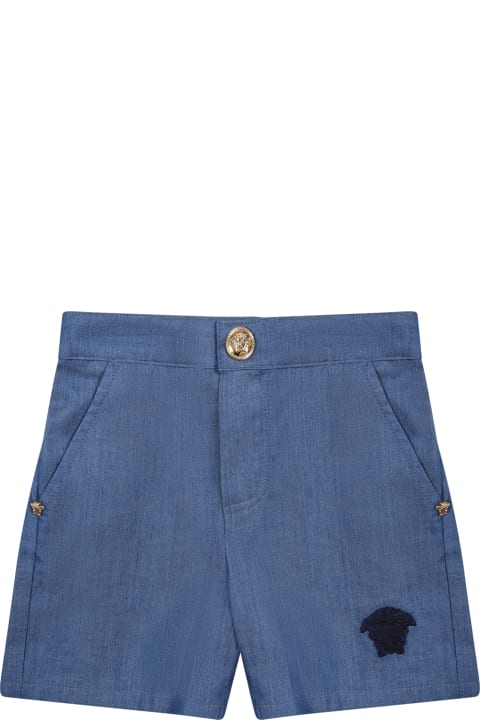 Versace Bottoms for Baby Girls Versace Denim Shorts For Baby Boy With Iconic Medusa