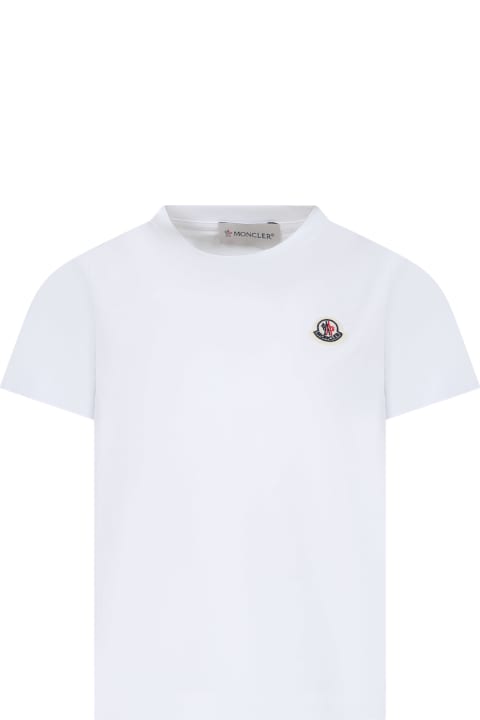 Moncler for Boys Moncler White T-shirt For Kids With Logo