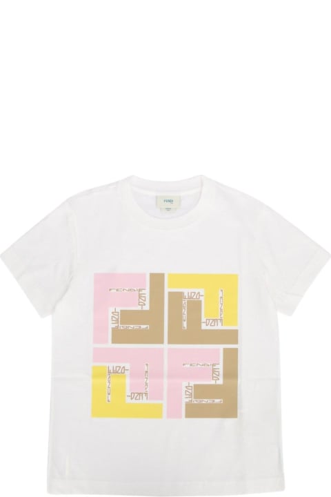 Topwear for Boys Fendi Logo Printed Crewneck T-shirt