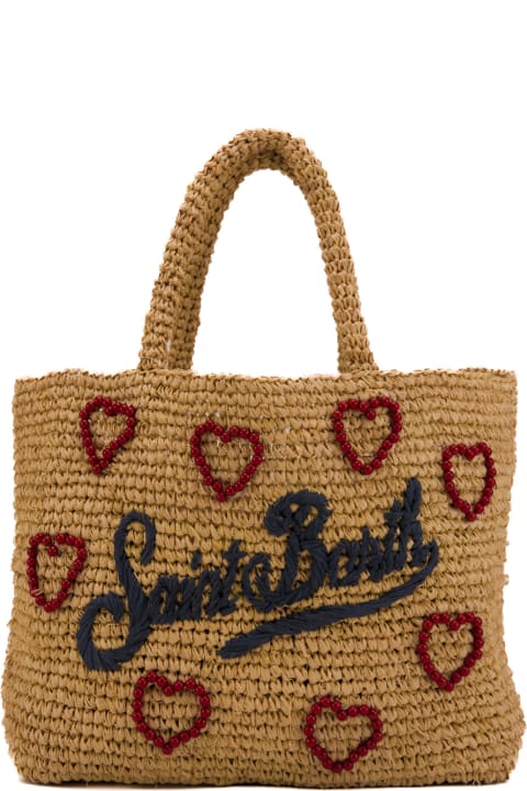 Bags for Women MC2 Saint Barth Raffia Beach Pearl Heart Bag With Pearls