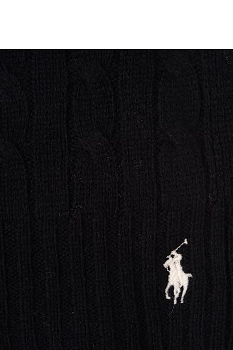 Homeware Ralph Lauren Black Cable-knit Wool-cashmere Scarf