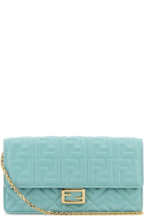 Accessories Sale for Women Fendi Light Blue Nappa Leather Baguette Wallet