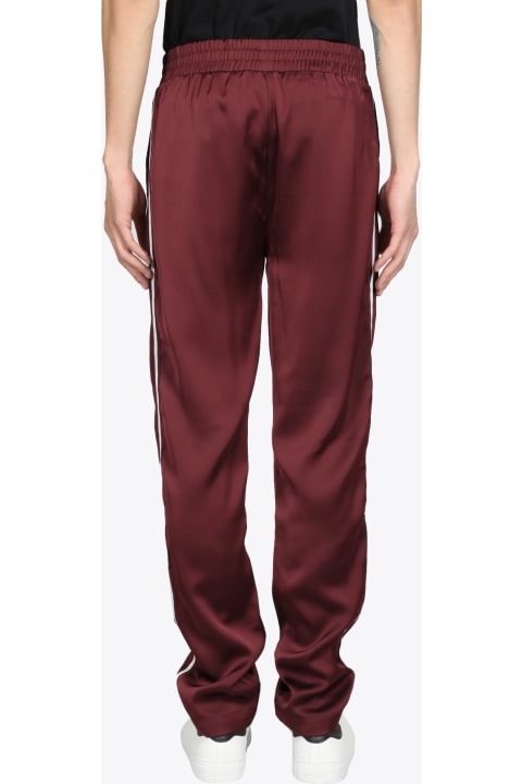 Academy Tracksuit Emb.crest Burgundy satin track pant with side band - Academy tracksuit