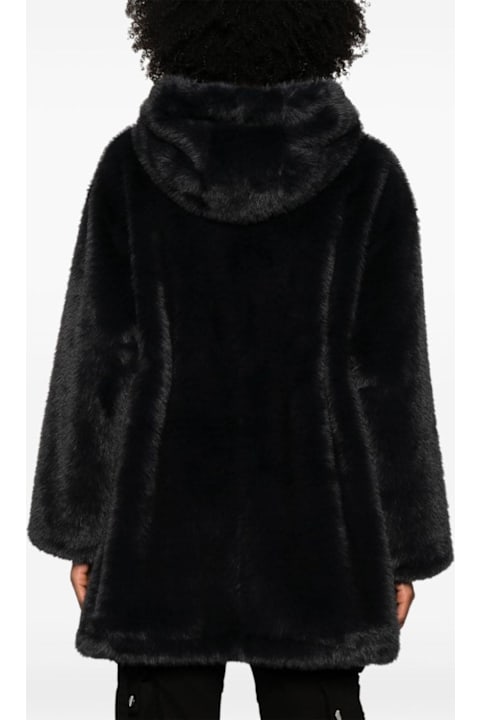 Fashion for Women Parosh Dark Grey Faux-fur Design Pathos Coat