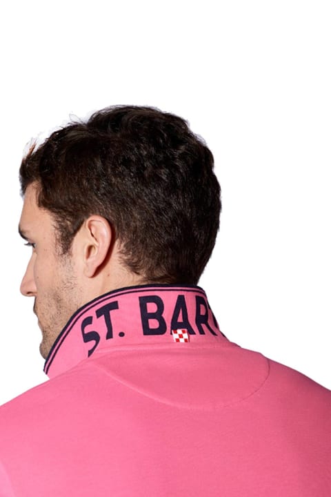 Homeware MC2 Saint Barth Pink Fluo Piquet Polo With St. Barth Check Logo