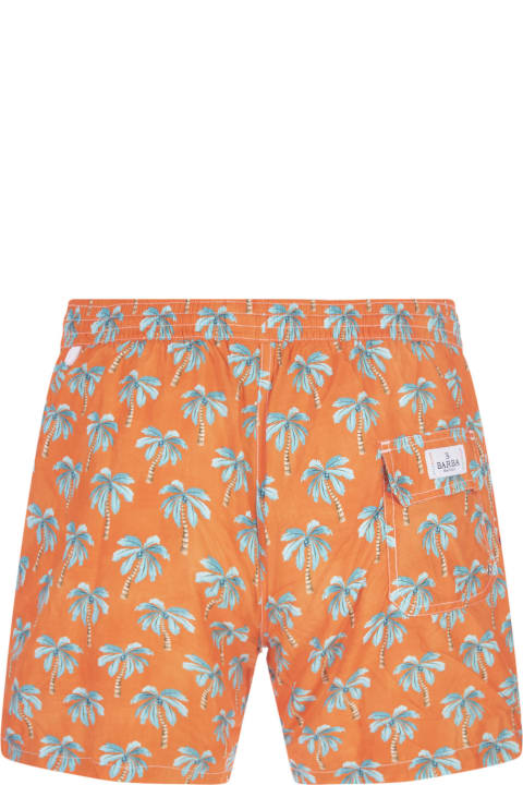 Homeware Barba Napoli Orange Swim Shorts With Palm Pattern