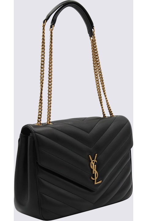 Saint Laurent Black Leather Loulou Large Top Handle Bag
