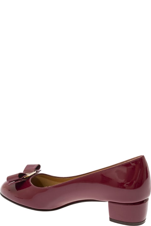 Fashion for Women Ferragamo Burgundy Ballerinas With Squared Heel In Leather Woman