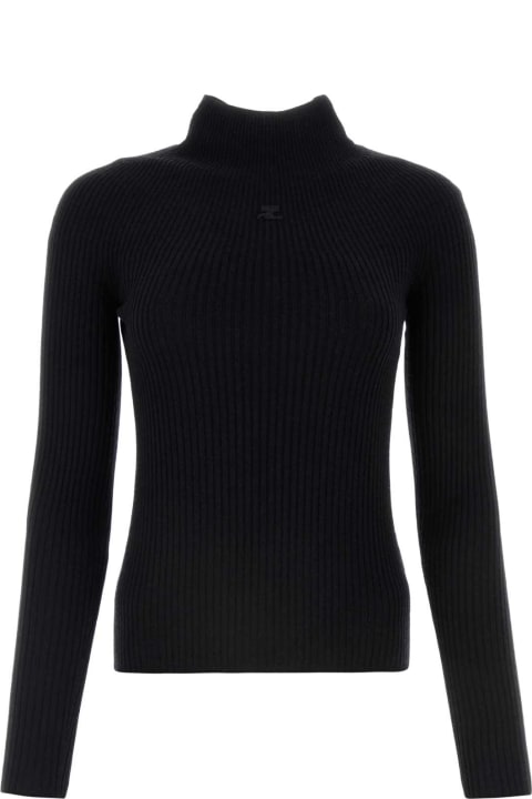 Courrèges Sweaters for Women Courrèges Black Cotton Blend Sweater