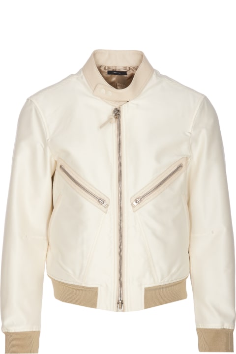 Tom Ford Coats & Jackets for Men Tom Ford Wool And Silk Racer Bomber