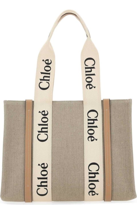 Chloé Bags for Women Chloé Woody Logo Printed Medium Tote Bag