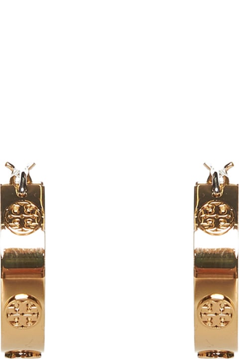 Jewelry for Women Tory Burch Miller Double T Stud Hoop Earrings