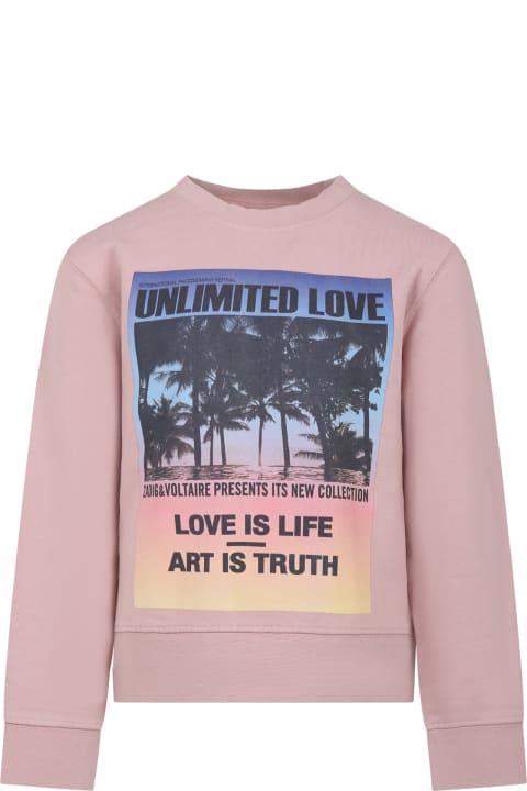 Zadig & Voltaire Sweaters & Sweatshirts for Girls Zadig & Voltaire Pink Sweatshirt For Girl With Print